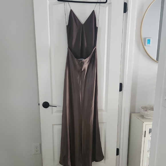 Elegant Brown Satin Gown - Picture 2 of 2